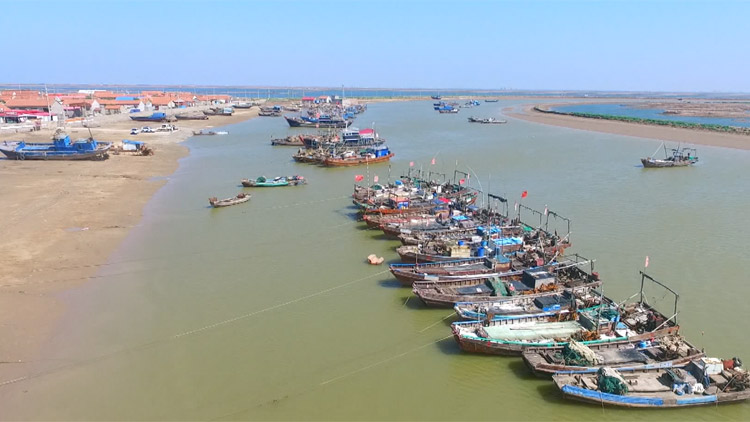 渤海开渔 滨州百年渔村渔民紧张准备第一网