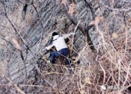 潍坊昌乐一游客被困半山腰 消防员放下安全绳化险为夷