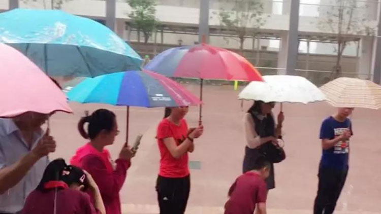感动！雨中有串彩虹伞，一场大雨见证“有温度的教育”