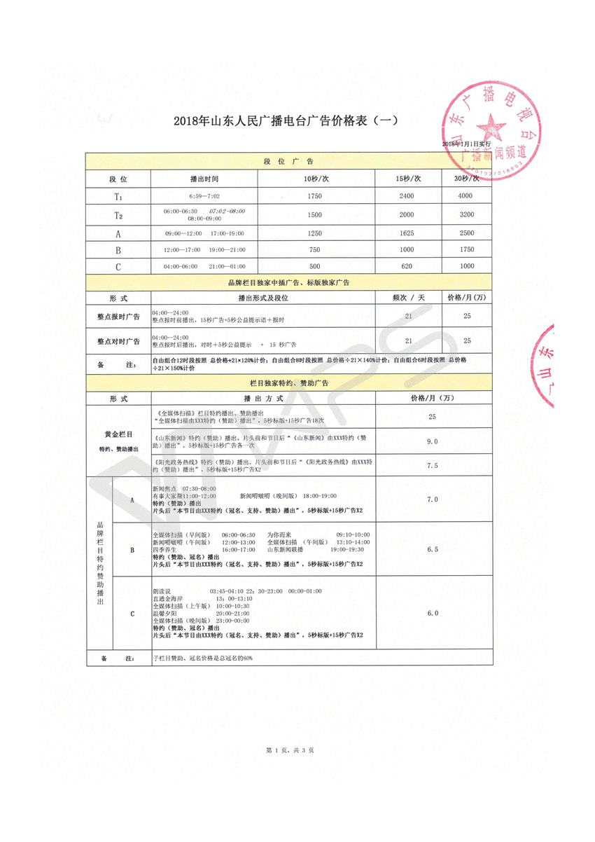 收入证明_2018 广播广告收入