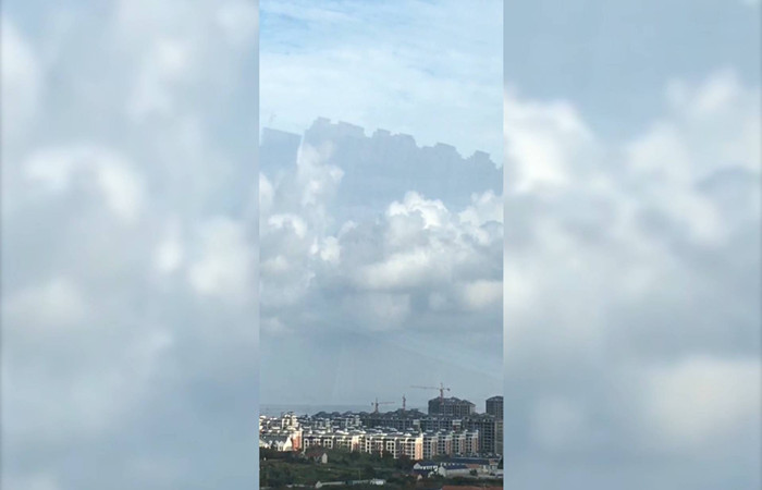 63秒丨烟台牟平现海市蜃楼奇观 高楼耸立云端清晰可见