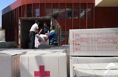 山东省红十字会600床棉被600个家庭包今达寿光