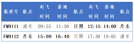 b738机型由上海航空执飞该航线由浦东经停日照飞往丹东标志着日照=