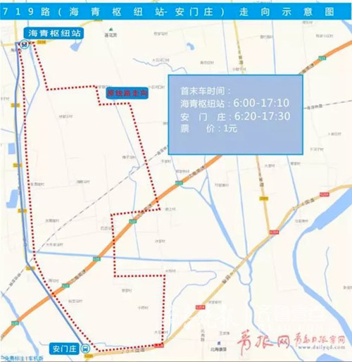 (2)调整后线路走向 由海青枢纽站发车,经220省道到达安门庄(日照两城