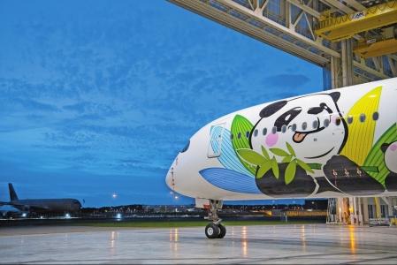 浙江杭州上海熊猫雕塑纯手工彩绘_四川航空熊猫彩绘飞机_华夏航空飞机是大飞机还是小飞机