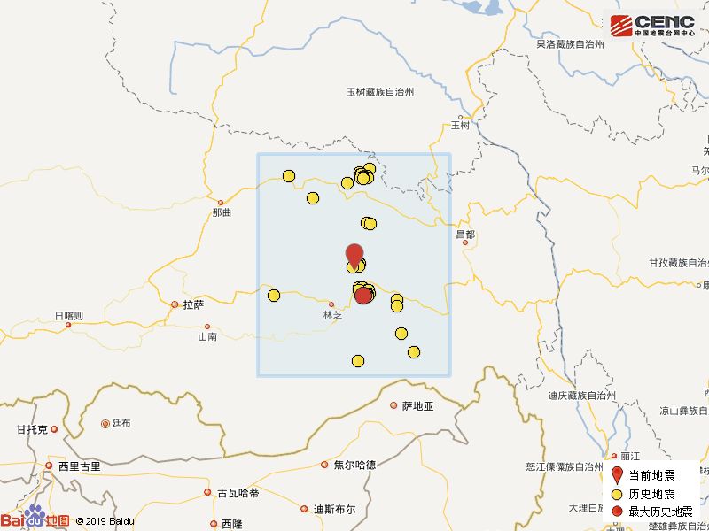 西藏林芝市波密县发生4.3级地震,震源深度8千米