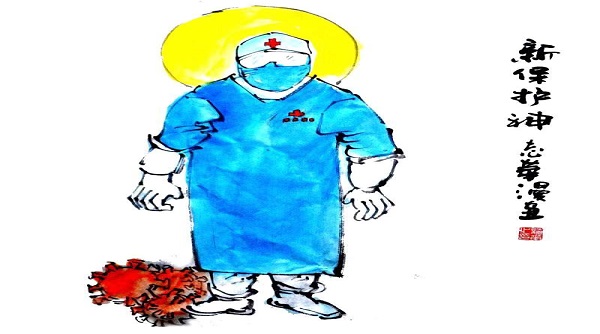 小学生手绘"战疫"漫画:加油,医务人员!加油,妈妈!