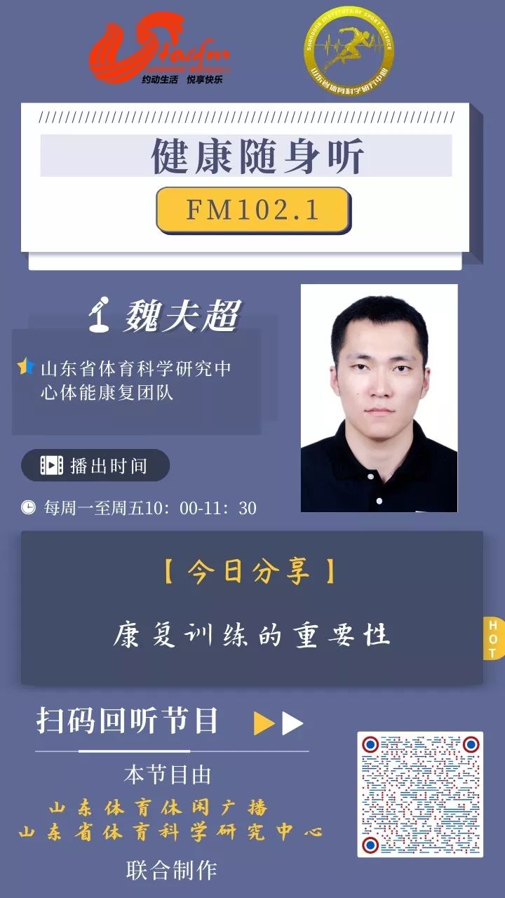 点击下方绿标即可收听专访音频山东省体育科研中心体能康复团队魏夫超