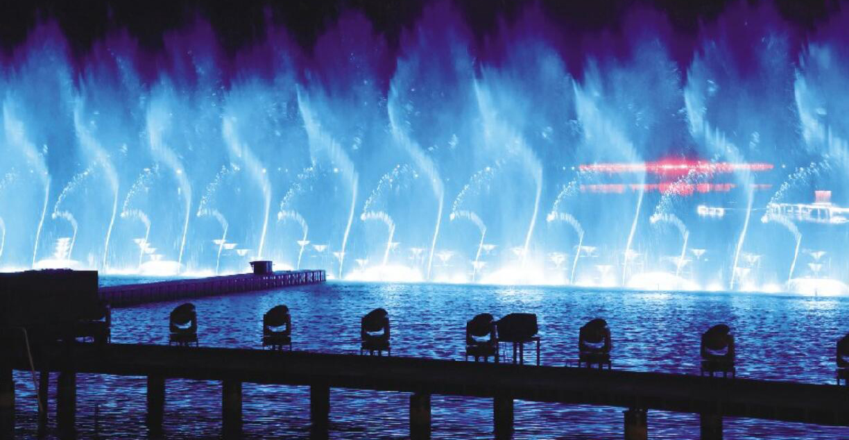 聊城东昌湖水上音乐喷泉即将亮相