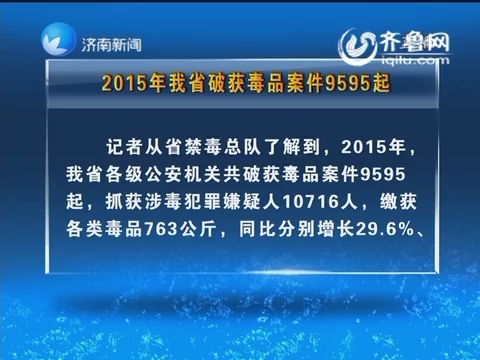 2015年山东省破获毒品案件9595起