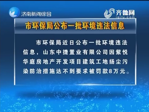 济南市环保局公布一批环境违法信息