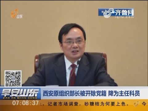西安原组织部长被开除党籍 降为主任科员