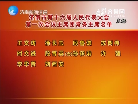 济南市第十六届人民代表大会第一次会议主席团常务主席名单