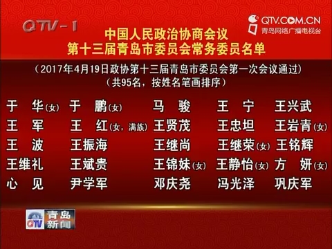 中国人民政治协商会议第十三届青岛市委员会常务委员名单