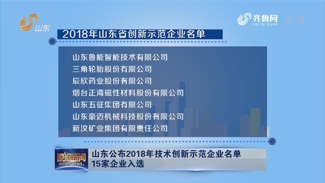 山东公布2018年技术创新示范企业名单 15家企业入选
