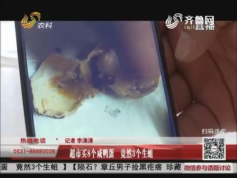 济南：超市买8个咸鸭蛋 竟然3个生蛆