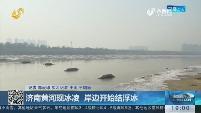 济南黄河现冰凌 岸边开始结浮冰
