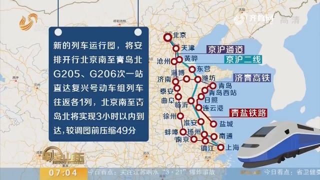 全国铁路4月10日调图 青岛至北京3小时内到达
