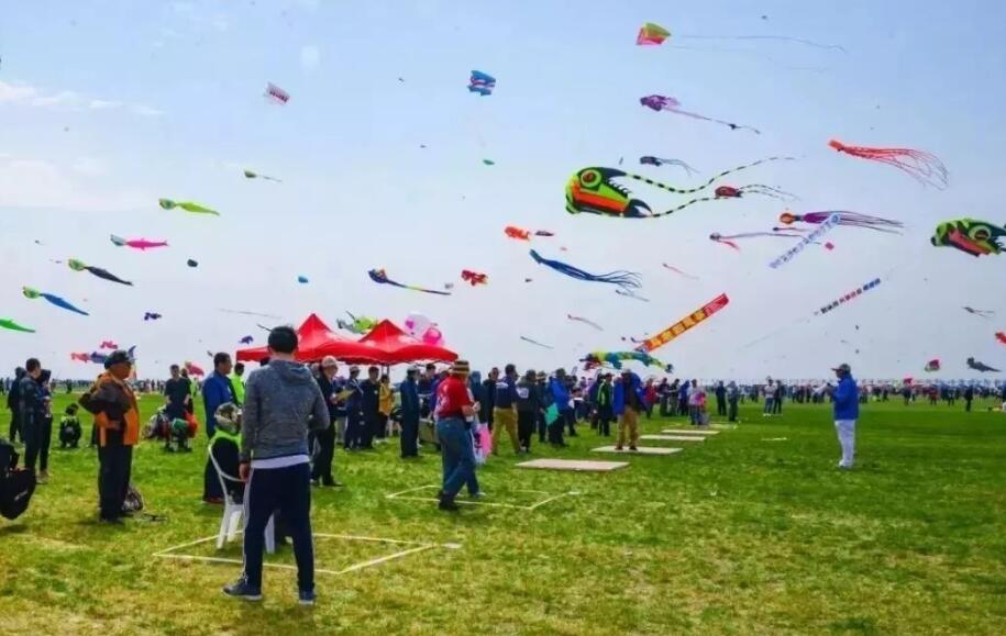 潍坊青州百米“一带一路幸福梦”风筝试飞