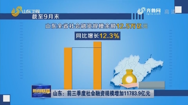 山东：前三季度社会融资规模增加11783.9亿元