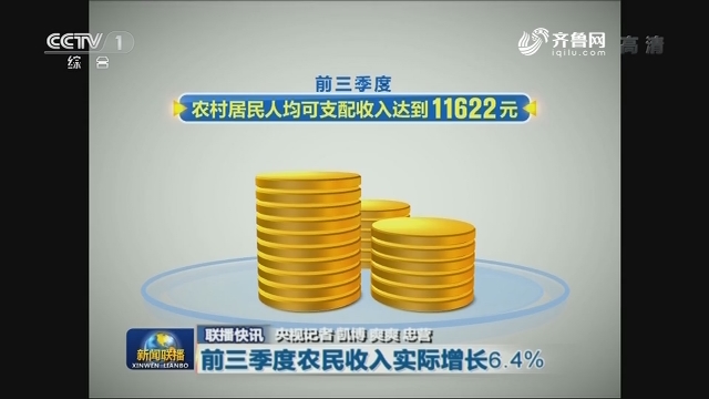 【联播快讯】前三季度农民收入实际增长6.4%