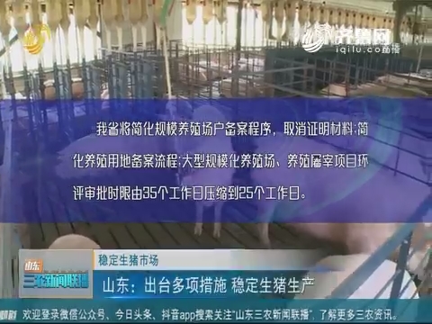 【稳定生猪市场】山东：出台多项措施 稳定生猪生产