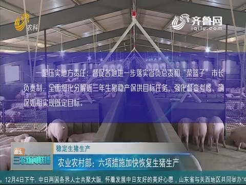 【稳定生猪生产】农业农村部：六项措施加快恢复生猪生产