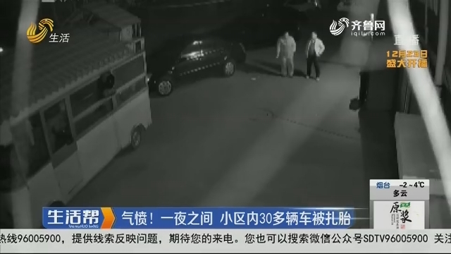 潍坊：气愤！一夜之间 小区内30多辆车被扎胎
