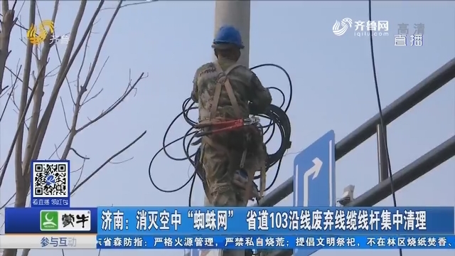 济南：消灭空中“蜘蛛网” 省道103沿线废弃线缆线杆集中清理