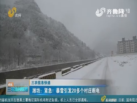 【三农信息快递】潍坊：紧急！暴雪引发20多个村庄断电