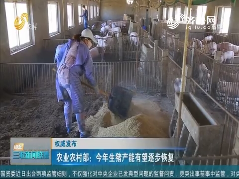 【权威发布】农业农村部：今年生猪产能有望逐步恢复