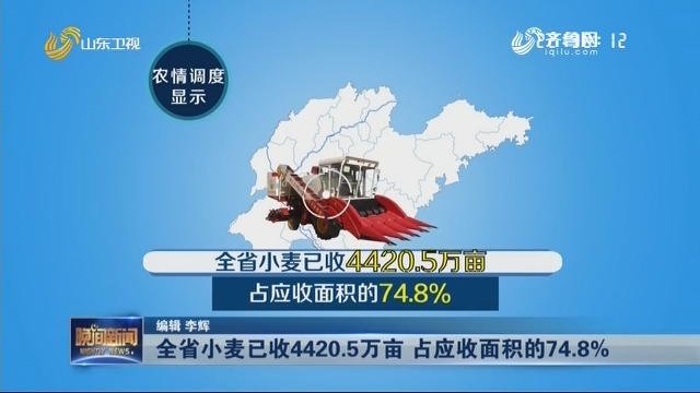【三夏一线】全省小麦已收4420.5万亩 占应收面积的74.8%