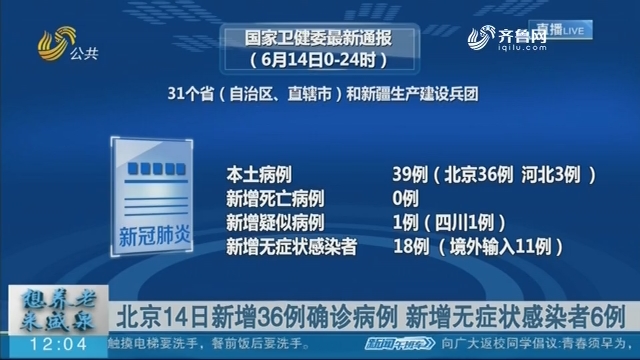 北京14日新增36例确诊病例 新增无症状感染者6例