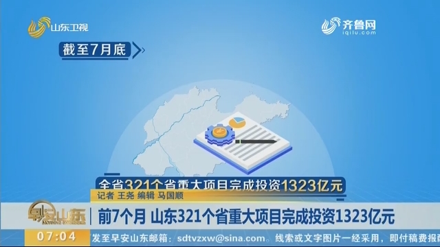 前7个月 山东321个省重大项目完成投资1323亿元