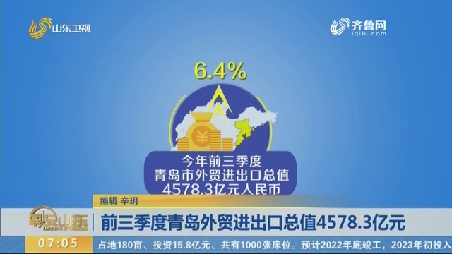 前三季度青岛外贸进出口总值4578.3亿元