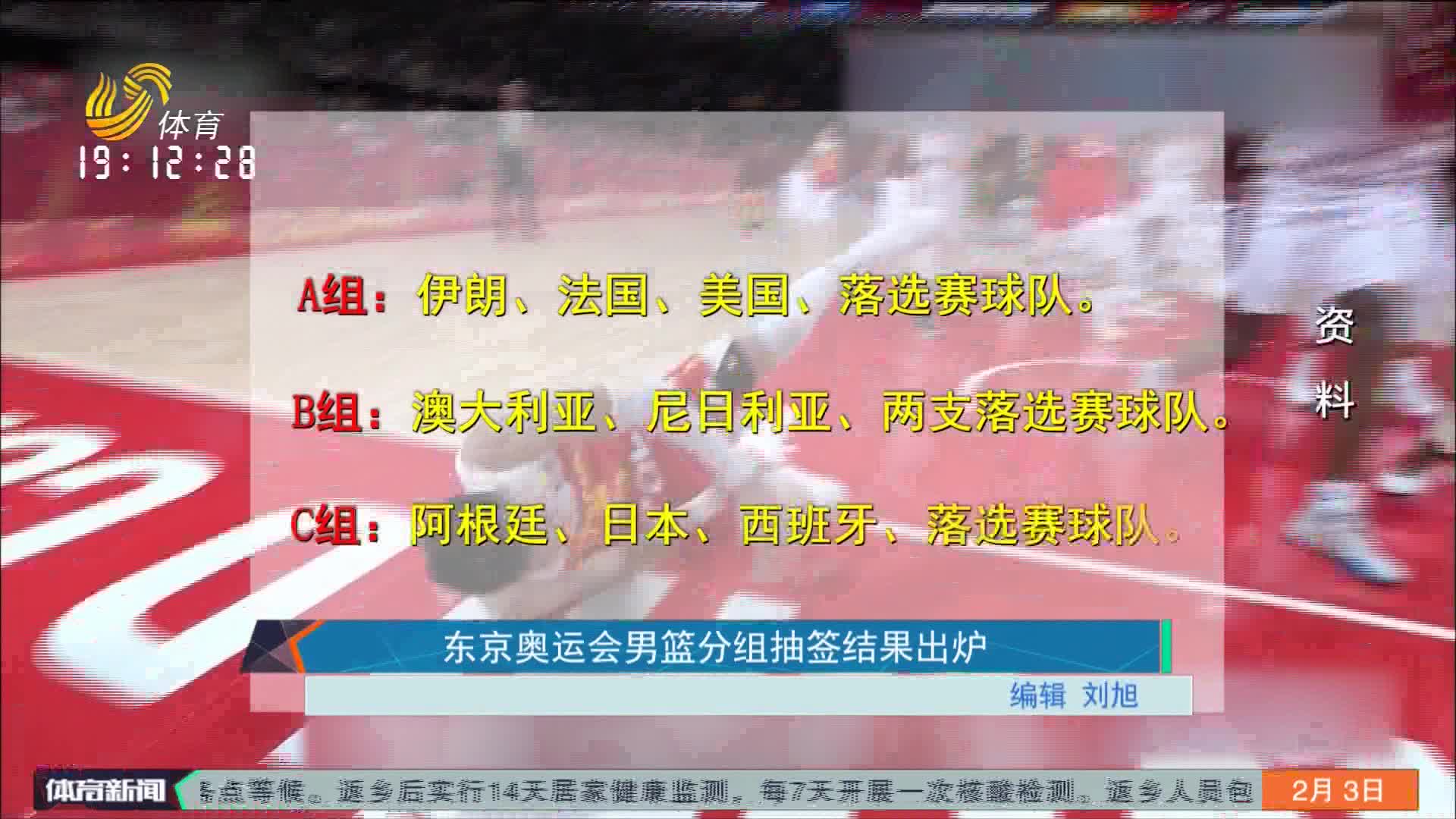 东京奥运会男篮分组抽签结果出炉