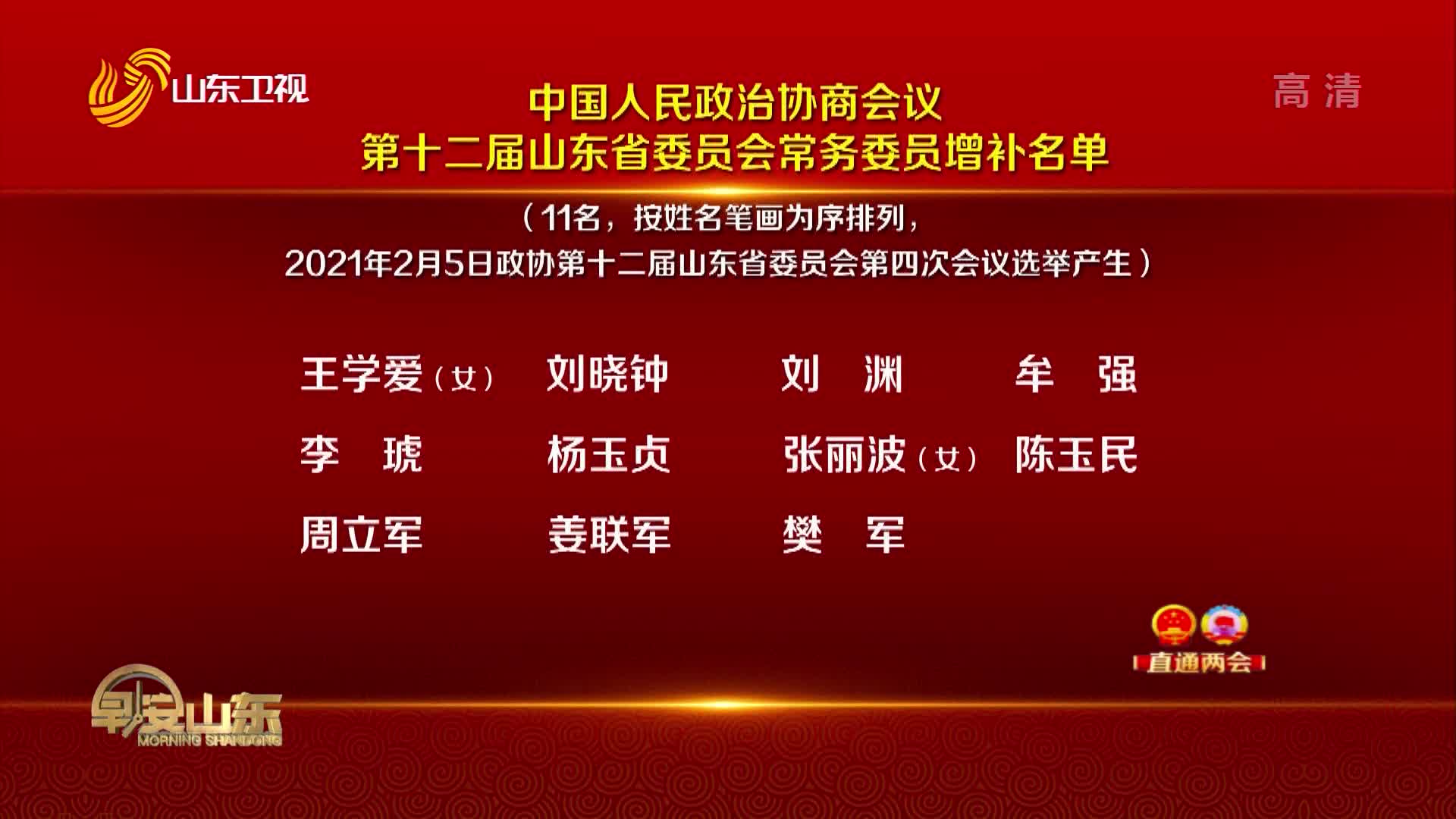 【直通两会】 中国人民政治协商会议第十二届山东省委员会常务委员增补名单