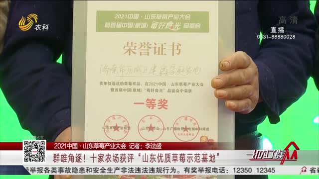 【2021中国·山东草莓产业大会】群雄角逐！十家农场获评“山东优质草莓示范基地”