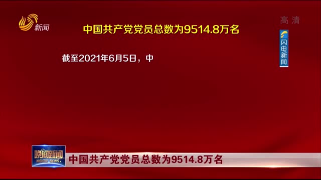 中国共产党党员总数为9514.8万名