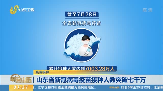 【疫苗接种】山东省新冠病毒疫苗接种人数突破七千万