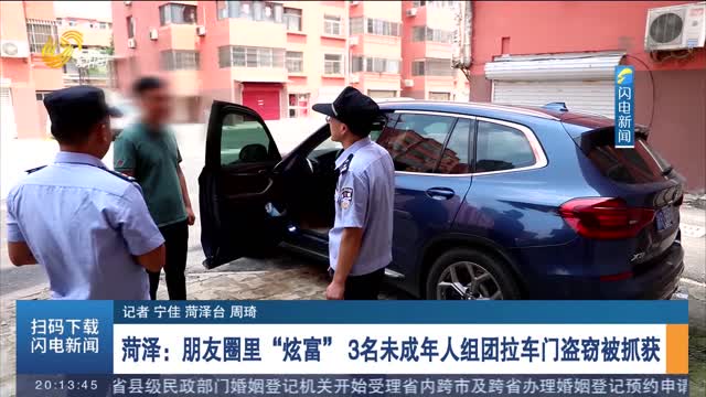菏泽：朋友圈里“炫富” 3名未成年人组团拉车门盗窃被抓获