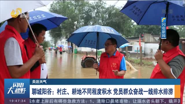 【关注天气】聊城阳谷：村庄、耕地不同程度积水 党员群众奋战一线排水排涝