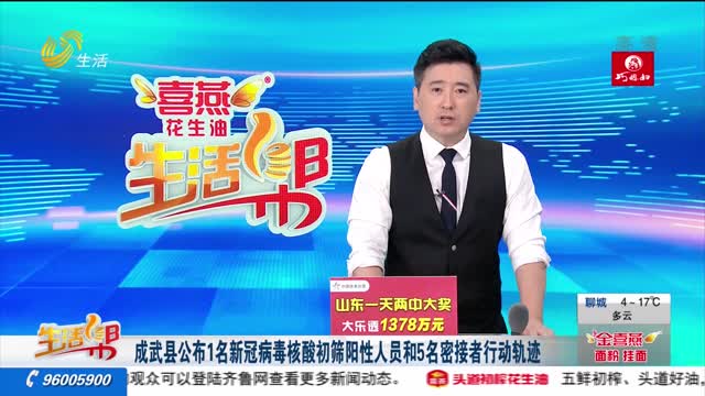 成武县公布1名新冠病毒核酸初筛阳性人员和5名密接者行动轨迹