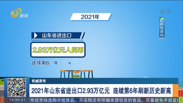 【权威发布】2021年山东省进出口2.93万亿元 连续第6年刷新历史新高