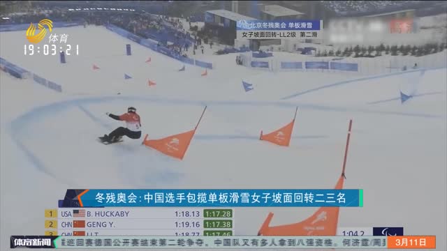 冬残奥会：中国选手包揽单板滑雪女子坡面回转二三名