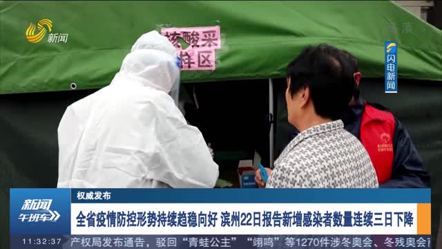 【权威发布】全省疫情防控形势持续趋稳向好 滨州22日报告新增感染者数量连续三日下降