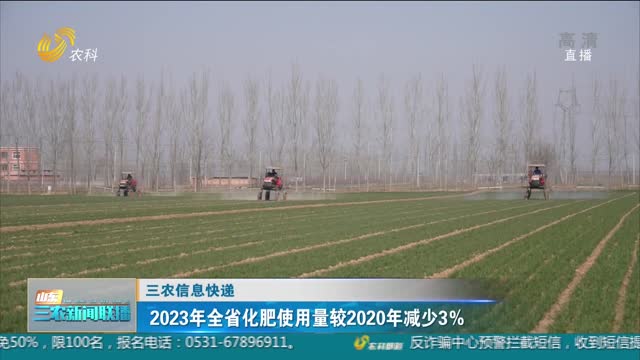 【三农信息快递】2023年全省化肥使用量较2020年减少3%