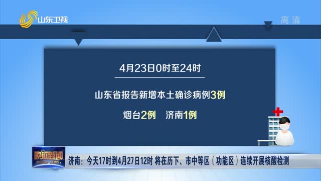 济南：今天17时到4月27日12时 将在历下、市中等区（功能区）连续开展核酸检测
