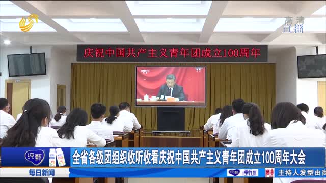 全省各级团组织收听收看庆祝中国共产主义青年团成立100周年大会