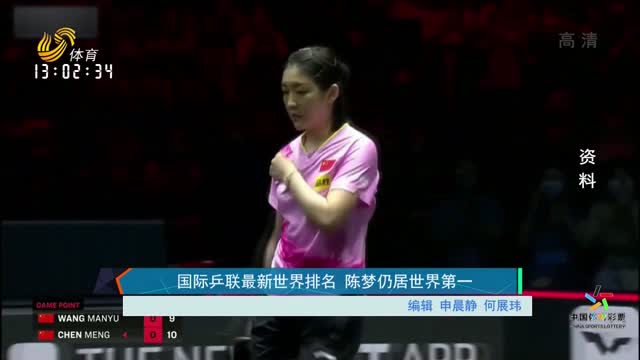 国际乒联最新世界排名 陈梦仍居女单第一
